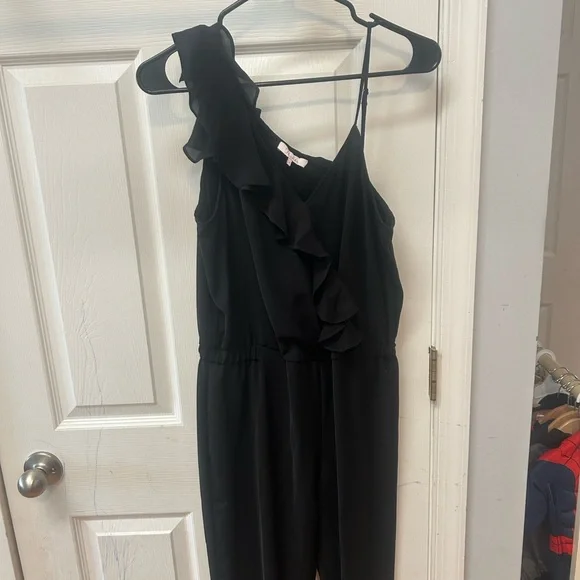 Parker Black One-Shoulder Ruffle Jumpsuit - Picture 6 of 7